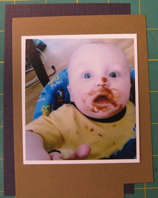 Brown card stock behind photo