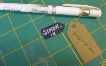 Hand writing on a tag